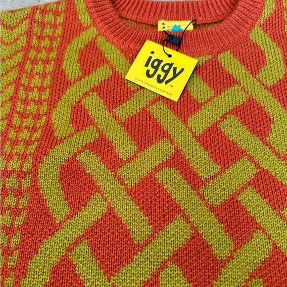 Mens Sweater Jacquard Sweater Cable Knit Sweater NWT Iggy NYC Medium - Picture 7 of 11